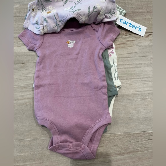NWT Carter's Lavender and Green Baby Onesies 5 Piece Set Size 3 Months - Picture 4 of 8